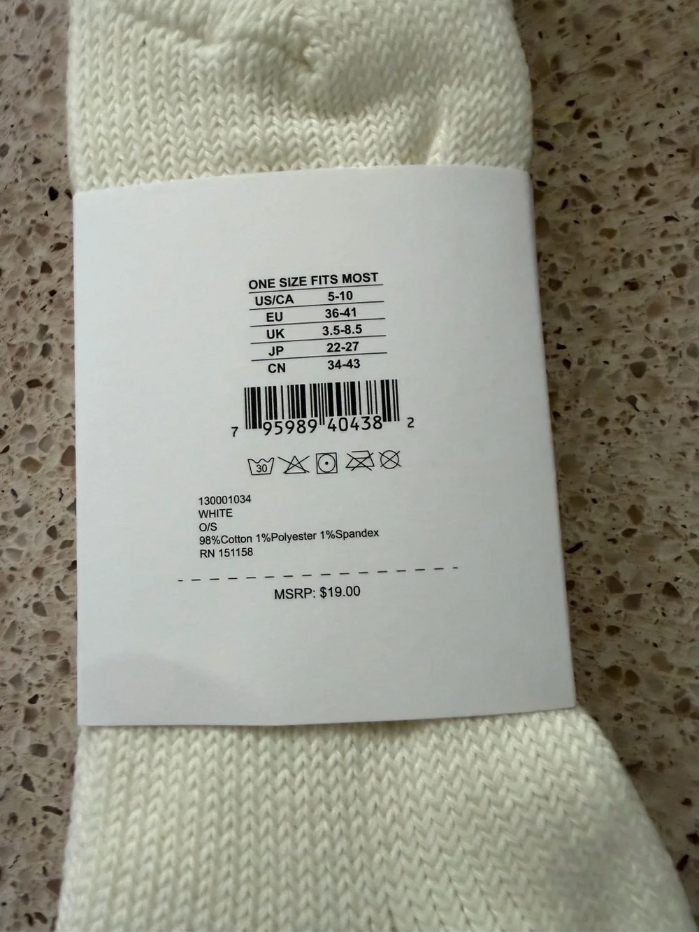 NWT 525 America Cotton Rib Knit Crew Socks in White
